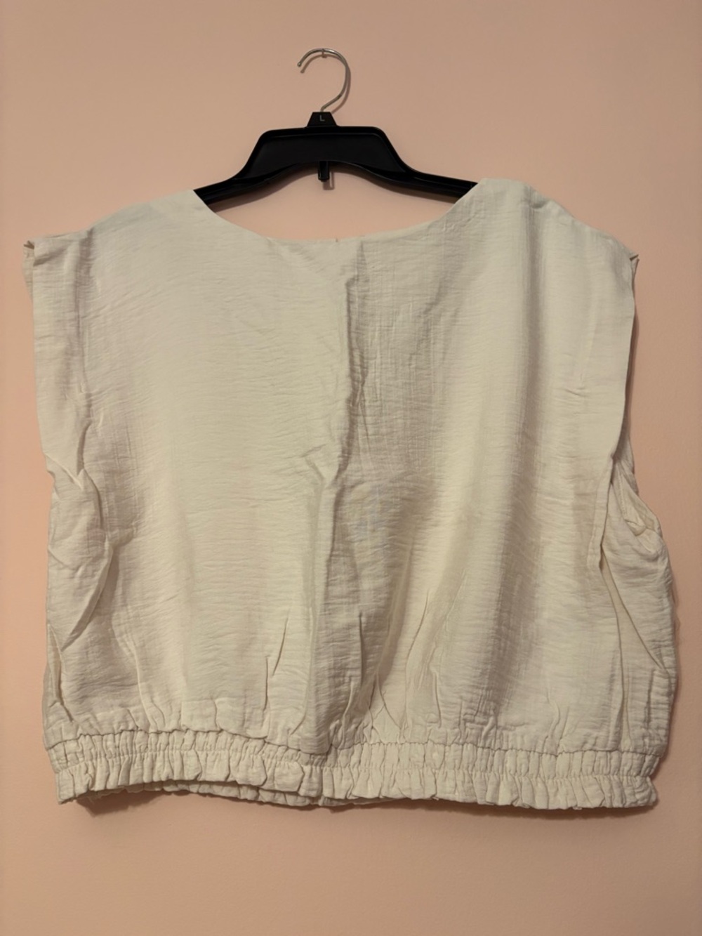 A New Day Cream Sleeveless Elastic-Hem Tank Top